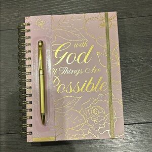 Pink & Gold Spiral Journal with Pen